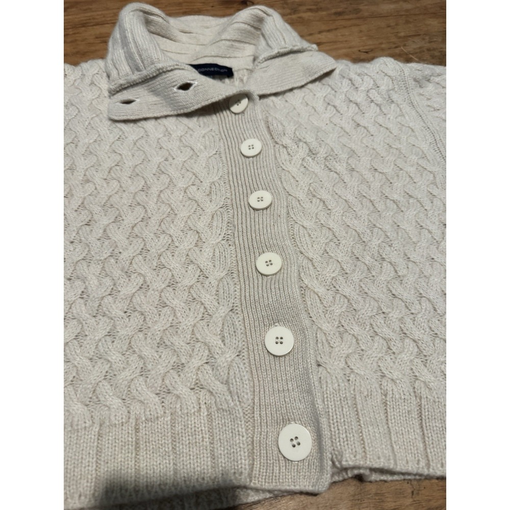 French Connection Cable Knit Cardigan Sweater Sz S Cream Alpaca Blend Button - Picture 11 of 13
